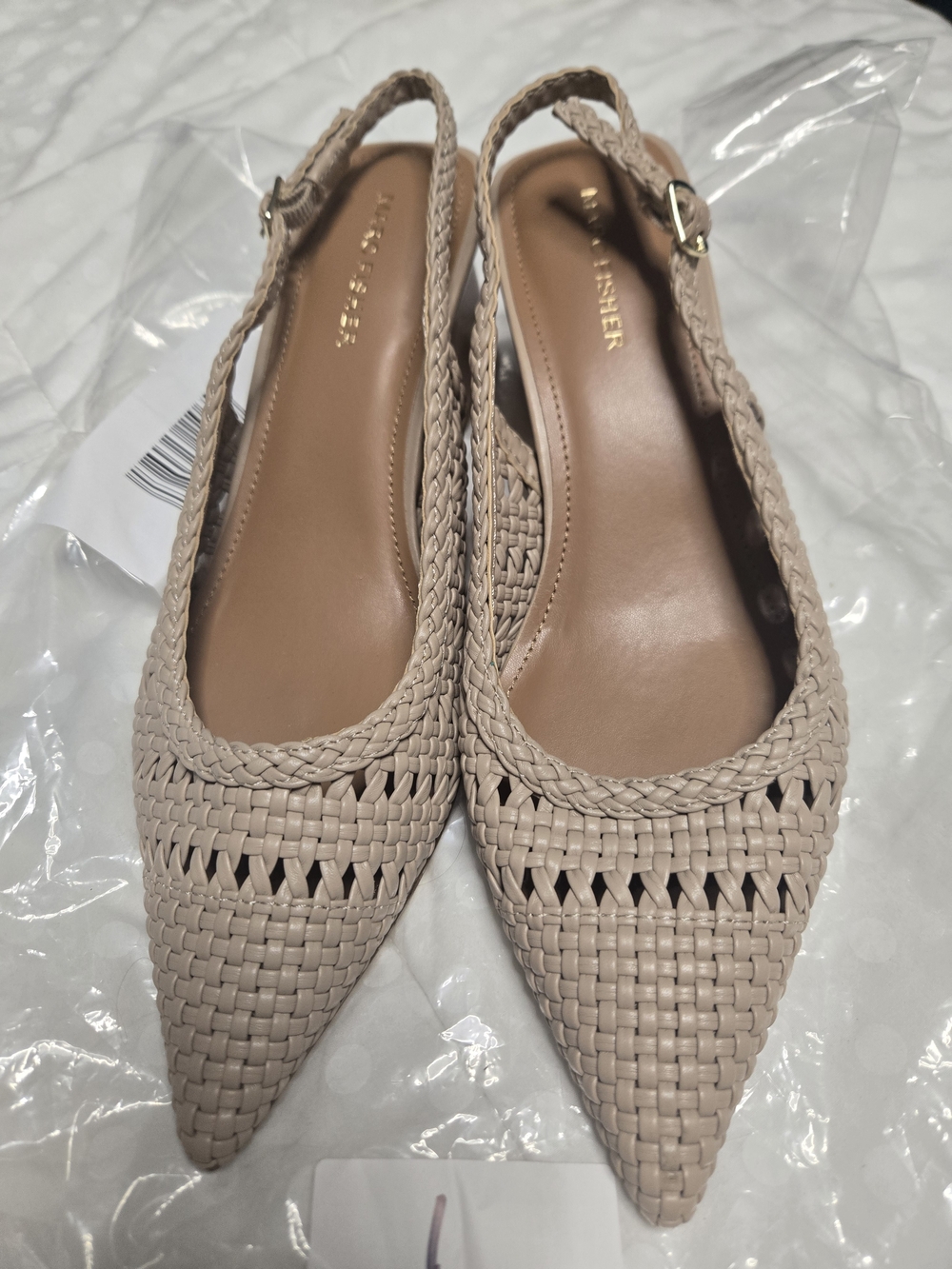 Marc Fisher Braided Pointed-Toe Slingback Flats - Taupe